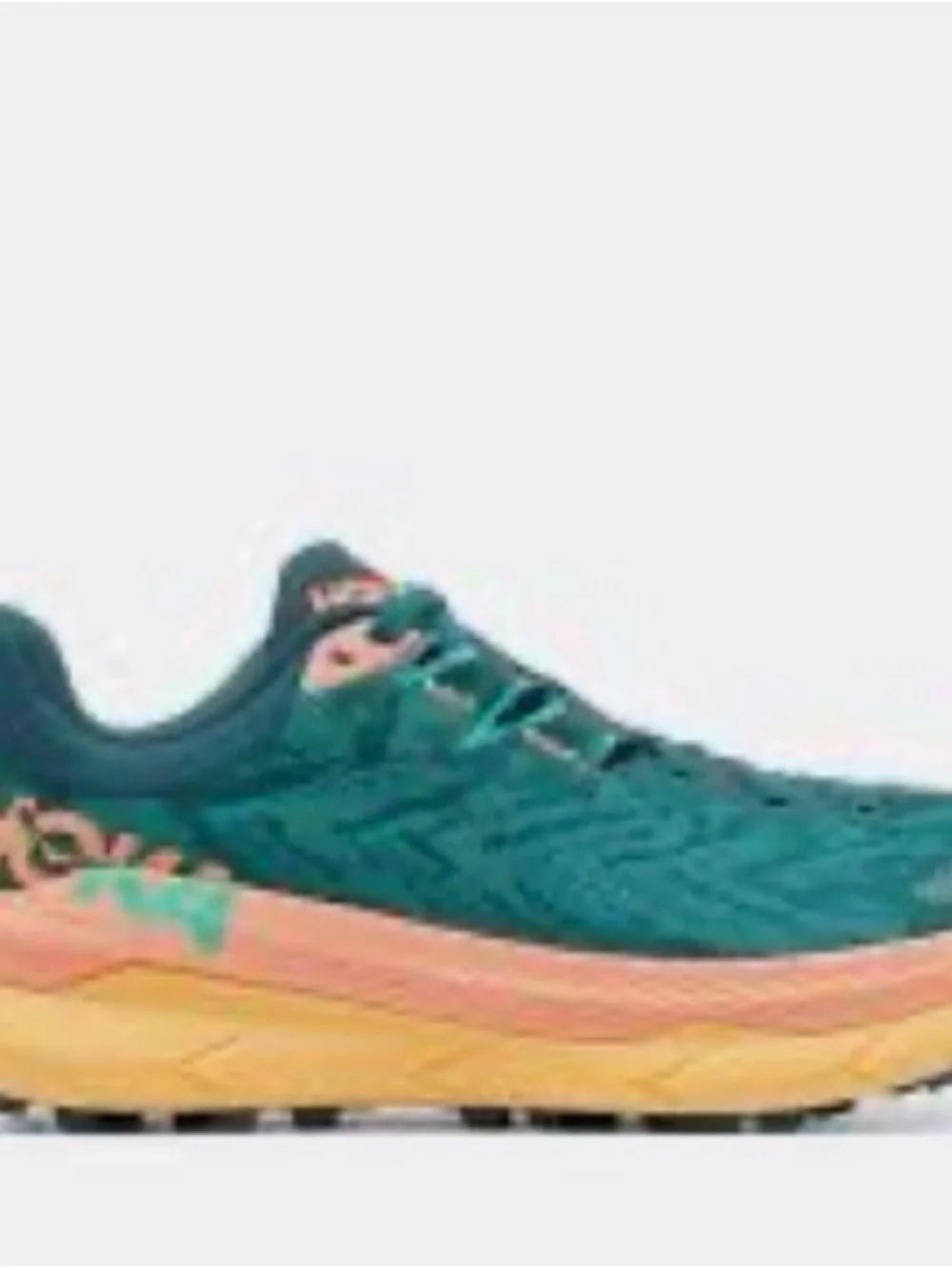 Hoka Women's Teal Running Shoes with Coral & Yellow Accents